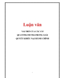 Luận văn: VAI TRÒ CỦA CÁC CƠ QUAN THANH TRA TRONG GIẢI QUYẾT KHIẾU NẠI HÀNH CHÍNH