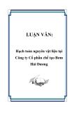 Luận văn đề tài:   Hạch toán nguyên vật liệu tại Công ty Cổ phần chế tạo Bơm Hải Dương