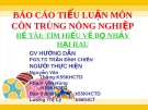 ĐỀ TÀI: TÌM HIỂU VỀ BỌ NHẢY HẠI RAU