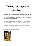 Thưởng thức rượu qua cách chọn ly