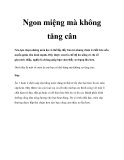 Ngon miệng mà không tăng cân