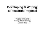 Developing & Writing  a Research Proposal