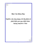 Nghiên cứu ứng dụng chỉ thị phân tử phát hiện gen quy định hàm lượng amylose ở lúa