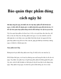 Bảo quản thực phẩm đúng cách ngày hè