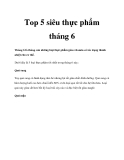 Top 5 siêu thực phẩm tháng 6