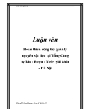 Luận văn: Hoàn thiện công tác quản lý nguyên vật liệu tại Tổng Công ty Bia - Rượu - Nước giải khát - Hà Nội