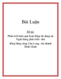 Phân tích hiệu quả hoạt động tín dụng tại  Ngân hàng phát triển  nhà đồng bằng sông Cửu Long  chi nhánh Bình Minh