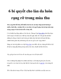 6 bí quyết cho làn da luôn rạng rỡ trong mùa thu