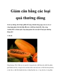 Giảm cân bằng các loại quả thường dùng