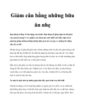 Giảm cân bằng những bữa ăn nhẹ