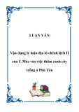 LUẬN VĂN:  Vận dụng lý luận địa tô chênh lệch II của C.Mác vào việc thâm canh cây trồng ở Phú Yên