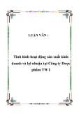 LUẬN VĂN:  Tình hình hoạt động sản xuất kinh doanh và lợi nhuận tại Công ty Dược phẩm TW I