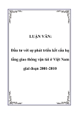 Luận văn hay: Đầu tư với sự phát triển kết cấu hạ tầng giao thông vận tải ở Việt Nam giai đoạn 2001-2010