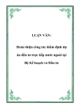 Luận văn hay: Hoàn thiện công tác thẩm định dự án đầu tư trực tiếp nước ngoài tại Bộ Kế hoạch và Đầu tư