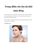 Trang điểm cho làn da khô mùa đông