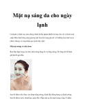 Mặt nạ sáng da cho ngày lạnh