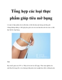 Tổng hợp các loại thực phẩm giúp tiêu mỡ bụng