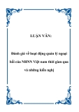 Luận văn tốt nghiệp: Đánh giá về hoạt động quản lý ngoại hối của NHNN Việt nam thời gian qua và những kiến nghị