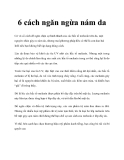 6 cách ngăn ngừa nám da