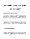 10 sai lầm trong việc giảm cân ở phụ nữ