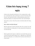 Giảm béo bụng trong vòng 7 ngày