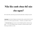 Nấu lẩu canh chua thế nào cho ngon