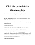 Cách bảo quản thức ăn thừa trong bếp