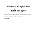 Màu mắt nào phù hợp nhất cho bạn