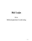 Đề tài:  Mối liên hệ giữa dân số và môi trường