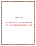 TIỂU LUẬN:  ĐỊA VỊ PHÁP LÍ CỦA CÔNG TY CHO THUÊ TÀI CHÍNH THEO PHÁP LUẬT VIỆT NAM