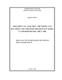 LUẬN VĂN:NHẬN BIẾT CÁC LOẠI THỰC THỂ TRONG VĂN BẢN TIẾNG VIỆT NHẰM HỖ TRỢ WEB NGỮ NGHĨA VÀ TÌM KIẾM HƯỚNG THỰC THỂ