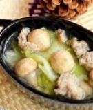 Canh xà lách nấu nấm