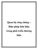 Quan hệ công chúng – Biện pháp hữu hiệu trong phát triển thương hiệu