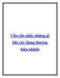 Cần cân nhắc những gì khi xây dựng thương hiệu nhánh
