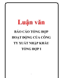 Luận văn: BÁO CÁO TỔNG HỢP HOẠT ĐỘNG CỦA CÔNG TY XUẤT NHẬP KHẨU TỔNG HỢP I