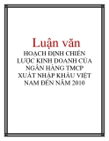 Luận văn: HOẠCH ĐỊNH CHIẾN LƯỢC KINH DOANH CỦA NGÂN HÀNG TMCP XUẤT NHẬP KHẨU VIỆT NAM ĐẾN NĂM 2010