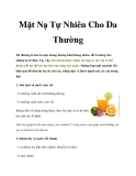 Mặt Nạ Tự Nhiên Cho Da Thường