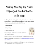 Những Mặt Nạ Tự Nhiên Hiệu Quả Dành Cho Da Hỗn Hợp