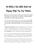 10 Điều Cần Biết Khi Sử Dụng Mặt Nạ Tự Nhiên