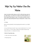 Mặt Nạ Tự Nhiên Cho Da Nhờn