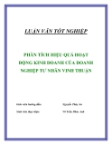 ĐỀ TÀI " PHÂN TÍCH HIỆU QUẢ HOẠT ĐỘNG KINH DOANH CỦA DOANH NGHIỆP TƯ NHÂN VINH THUẬN "