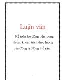 Luận văn: Kế toán lao động tiền lương và các khoản trích theo lương của Công ty Nông thổ sản I