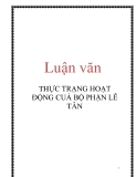 Luận văn: THỰC TRẠNG HOẠT ĐỘNG CUẢ BỘ PHẬN LỄ TÂN