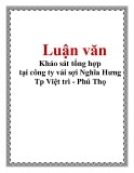 Luận văn: Khảo sát tổng hợp tại công ty vải sợi Nghĩa Hưng Tp Việt trì - Phú Thọ