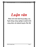 Luận văn: Phân tích tình hình hoạt động của Ngân hàng nông nghiệp và phát triển nông thôn chi nhánh huyện Phù Mỹ