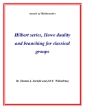 Đề tài "  Hilbert series, Howe duality and branching for classical groups "