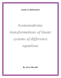 Đề tài "  Isomonodromy transformations of linear systems of difference equations"