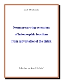Đề tài " Norm preserving extensions of holomorphic functions from subvarieties of the bidisk "