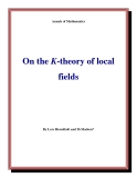 Đề tài " On the K-theory of local fields "