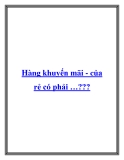 Hàng khuyến mãi - của rẻ có phải …???